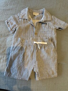 Calvin Klein Blue & White Striped Kids Shorts Set